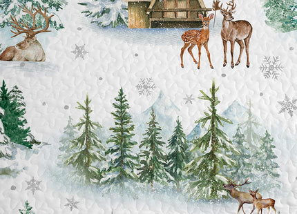 Dobuyly Christmas Quilt Set Queen Size, Forest Green Pine Cabin Bedspreads