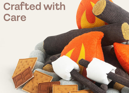 Pretend Campfire Set for Kids with S'Mores Kit & Wood Log Pillow