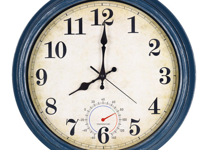 Meridra Wall Clock Battery Operated Silent Rustic Wall Clocks Coastal Wall Decor for Living Room 16 Inch Blue
