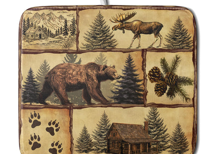 Vintage Bear Moose Dish Drying Mat 16x18 Inch Country Cabin Absorbent Dish Draining Mat Heat Resistant Drying Pad for Counter Sink Home