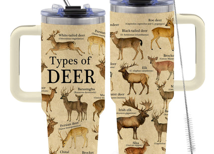 TNASURHUS 40oz Tumbler with Handle, Deer Gifts for Men Dad Boyfriend