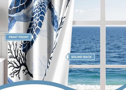 Coastal Sea Turtle Curtains, Grommet Window Panels, 52 x 63 Inch, 2 Panels