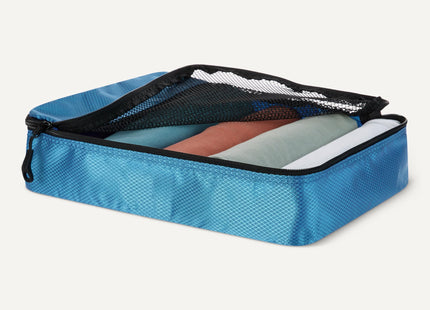 Amazon Essentials 4-Piece Packing Cubes Travel Accessories Set, Luggage Organizer with Double Zipper, Mesh Top, Space-Saving, Medium, Sky Blue (Previously Amazon Basics)