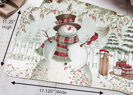 CounterArt Brown Hat Snowman Reversible Easy Care Placemat 4 Pack
