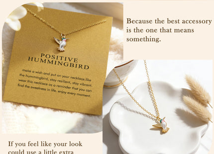 Baydurcan Golden Hummingbird Necklace Colorful Hummingbird Gifts for Women
