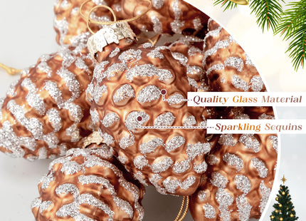 Sliner 36 Pcs Pine Cone Glass Ornaments, Sparkling Pinecone Xmas Decor