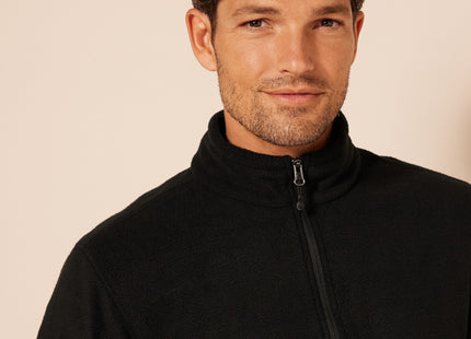 Amazon Essentials Men's Quarter-Zip Fleece Pullover Jacket, Insulated for Cold Weather, Black, Large