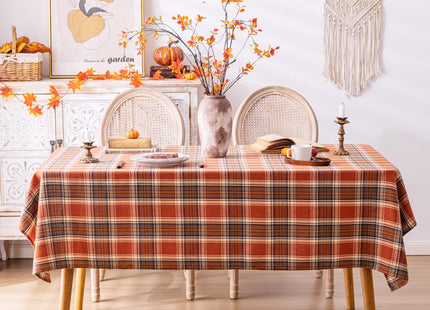 AQOTHES Plaid Fall Tablecloth Thanksgiving Rectangle 60x84 Inch Rust