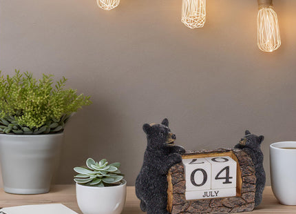 Pine Ridge Desk Calendar Blocks - Perpetual Calendar, Flip Month And Day Date Blocks, Rustic Calendars For Home, Office, Classroom And Decor (Black Bear)