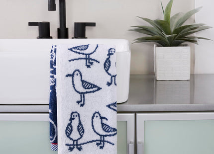 SKL Home Nautical Seagull Sam Hand Towel Set-2pc, Reversible, White