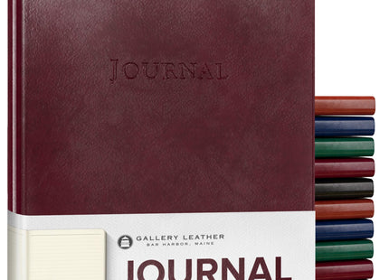 Gallery Leather Journal - Crafted in Maine, USA - Softcover, For Men and Women, For Writing, Work & Travel, 192 Lined Pages - A Safe Space for Your Thoughts - Acadia Burgundy, 8x5.5, Desk Lined