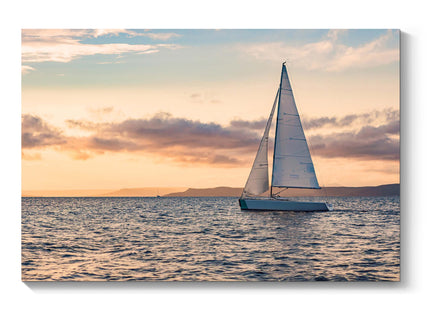 TAR TAR STUDIO Sailboat Ocean Canvas Wall Art - Large Nautical Print Coastal Sailing Ship Decor Seascape Beach Artwork for Bedroom Living Room 45x30in
