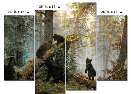 Black Bear Wall Art Bears Play in Forest Broken Tree Canvas Painting The Picture Print On Canvas Animal Pictures for Home Decor Decoration Gift
