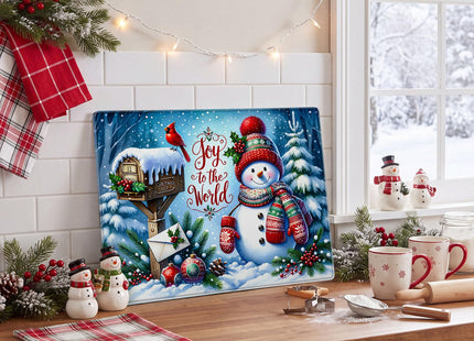 Kathfly Christmas Snowman Cutting Board for Kitchen Counter Decorations