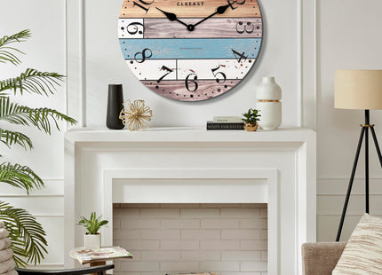 CLXEAST 24 Inch Coastal Farmhouse Wall Clocks for Living Room Decor