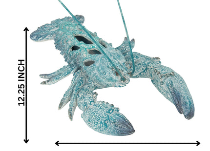 Teal Blue Coral Lobster Statue Figurine - Ocean Decor Beach House Accent - Coral Reef Coastal Nautical Tabletop Decor (12.25" x 8.25")