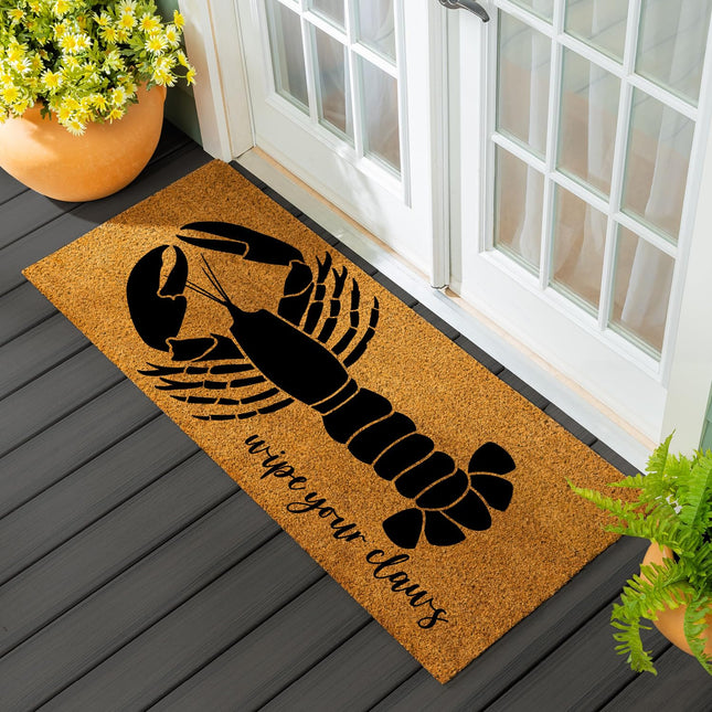 Evergreen Nature Coir Doormat, 2'x5' Large Welcome Mats for Double Doors, Outdoor Indoor Entrance Rug, Non-Slip Front Door Mat for Beach House Porch Patio (Lobster, 60"x24")