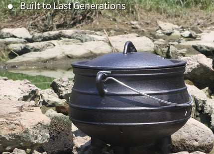 Mabeeze 6 Qt Cast Iron Potjie Pot, 3-Legged Campfire Dutch Oven