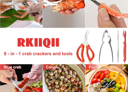 2026 Upgraded 8PCS Seafood Cracker Tool Set, Crab Crackers and Tools