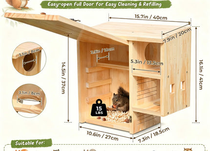 Large Squirrel House for Outside, Wooden Squirrel Nesting Box