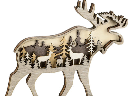 Honoson Wooden Wall Art Rustic Forest Scene Decor, Deer Style, Brown