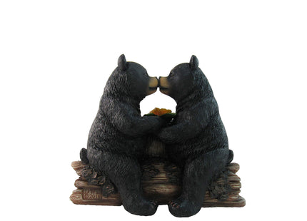 DWK "Honey Love Black Bear Couple Kissing with a Cute Sign Figurine | Love Decorations for Your Home Office and Home Decorations for Living Room | Bookshelf Decor and Home Decor Accent - 6"