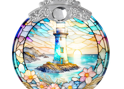 Jocidea Stained Glass Suncatcher & Lighthouse Ornament - Christmas & Holiday Ornaments, Tree Decor