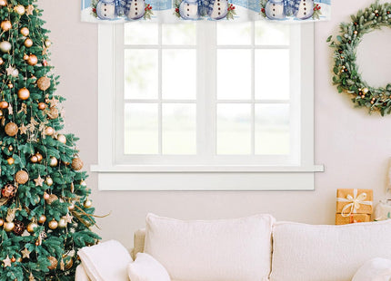 Christmas Valances for Kitchen Windows, Red Buffalo Plaid Xmas Tree Cabin Gnome Elk Valance Rod Pocket Window Curtain for Bathroom Cafe Basement, Farmhouse Small Window Treatment, 42" W x 12" L