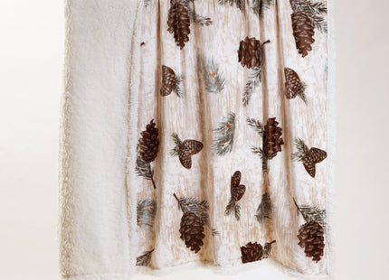 Carstens, Inc. Ultra Premium Super Soft Plush Sherpa Fleece Oversized Throw Blanket 54" x 68", Pinecone