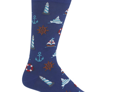 Men's Nautical Icons Crew Socks Dark Blue