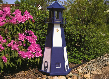 DutchCrafters Decorative Wooden Lighthouse, Standard Light Bulb, Cape Henry Style - Amish Made in USA (Green/White, 4 Foot)