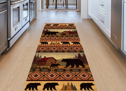 Glocmna Cabin Bear 2x6 Runner Rug for Hallway Bedroom Rustic Lodge Bear Rug