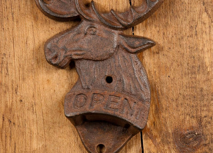 Cast Iron Moose Bottle Opener Wall Mounted Rustic