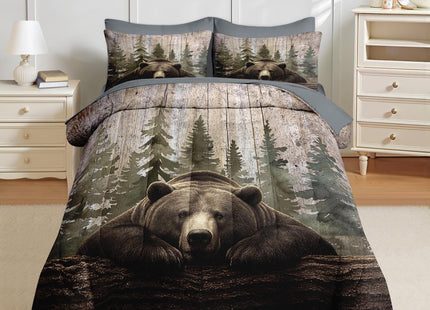 Nesker King Comforter Set with Sheets, 7 Pieces Bear Wildlife Bedding