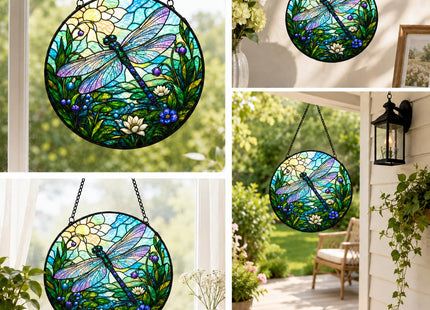 Dragonfly Stained Glass Suncatcher Window Hanging