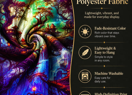 Delur Fantasy Forest Tapestry Mystical Landscape Magical Enchanted Forest Tree Nature Tapestry Psychedelic Wall Hanging Headboard for Bedroom Living Room Home Decor (51.2" x 59.1")