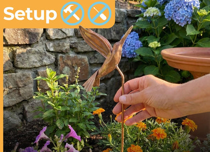 Ancient Graffiti Flamed Copper Hummingbird Garden Ornament