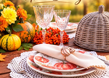 Remerry 8 Pcs Fall Thanksgiving Napkin Rings Set,Autumn Metal Holders