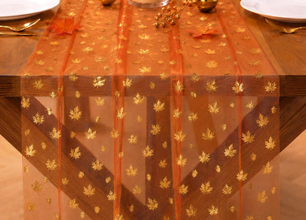 APUDWN 4Pcs Thanksgiving Table Runner Maple Acorns Gauze Fall Table Runner