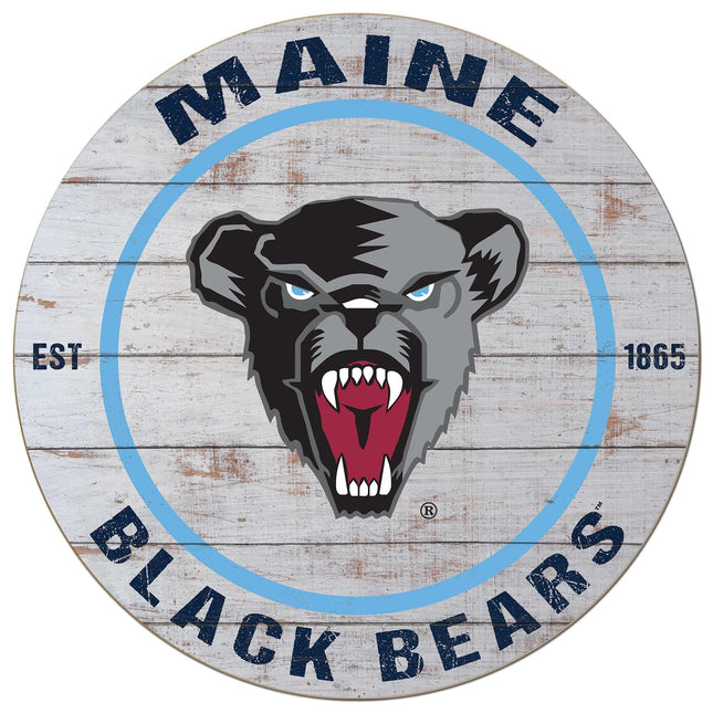 KH Sports Fan Maine Black Bears Weathered Circle Sign, 20x20 Inches, Black Bears Decor for Dorm Room, Bedroom, Fan Cave, Living Room; Display Your Team Spirit with This Unique University of Maine Black Bears Wall Art