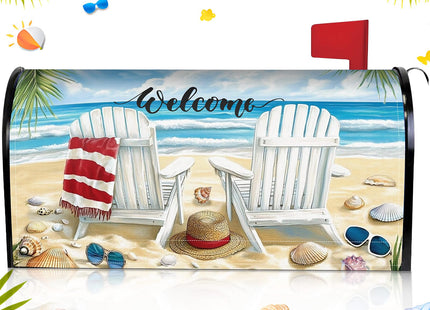 Tiamon Beach Chair Magnetic Mailbox Cover 18x21 Inch Summer Nautical