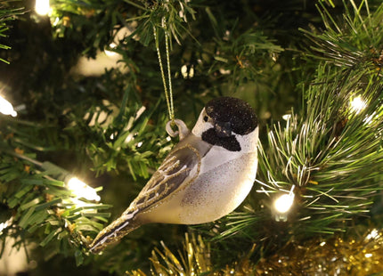 Cobane Black Capped Chickadee Ornament - Blown Glass Bird Decor