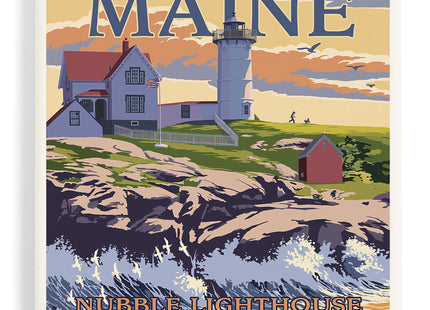 Lantern Press York, Maine, Nubble Lighthouse (Absorbent Ceramic Coaster, Single, Cork Back, Kitchen Table Decor)