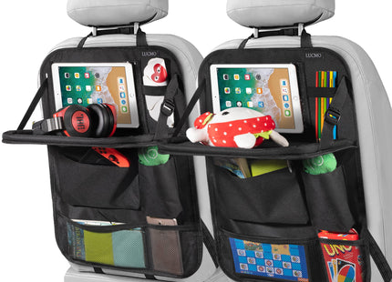 LUCMO Car Backseat Organizer with Foldable Tablet Holder, Black