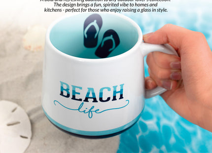 Pavilion Gift Company - Beach Life - Flip Flops - 18 oz Waterfront Ocean Seaside Coastal Tea Cup Coffee Mug Drinkware Outdoorsy