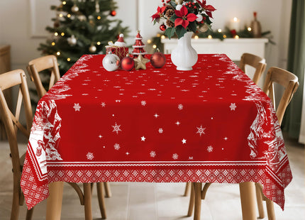Arquiel Christmas Tablecloth 55 x 70 Inch Rectangular, Tree Deer Print