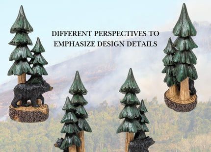 BestGiftEver Rustic Bear with Pine Tree Tabletop Figurine