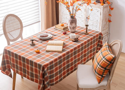 AQOTHES Plaid Fall Tablecloth Thanksgiving Rectangle 60x120 Inch Rust