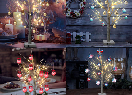 Set of 2 Warm White Birch Tree Lights 24 LED Twinkling White Birch Tree Light for Indoor Holiday Decor