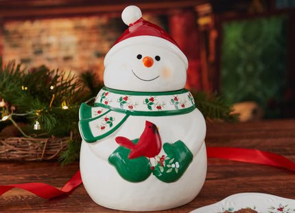 Pfaltzgraff Winterberry Snowman Cookie Jar, 10 Inch